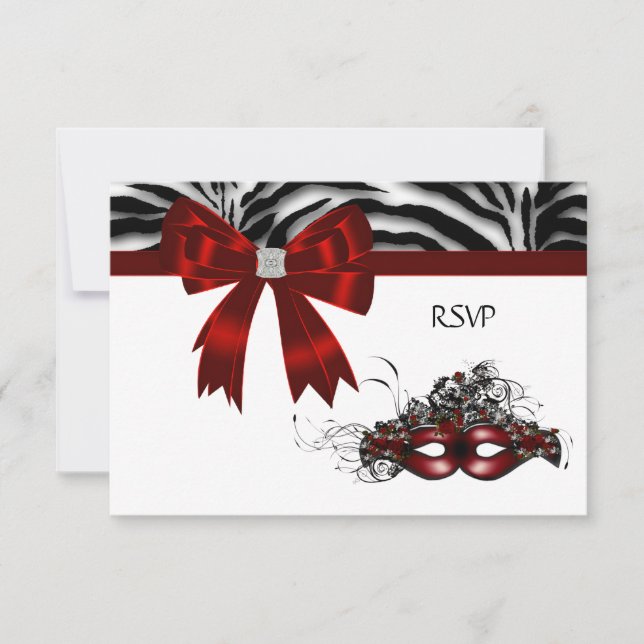 Röd maskerad fest Sweet 16 RSVP OSA Kort (Framsida)