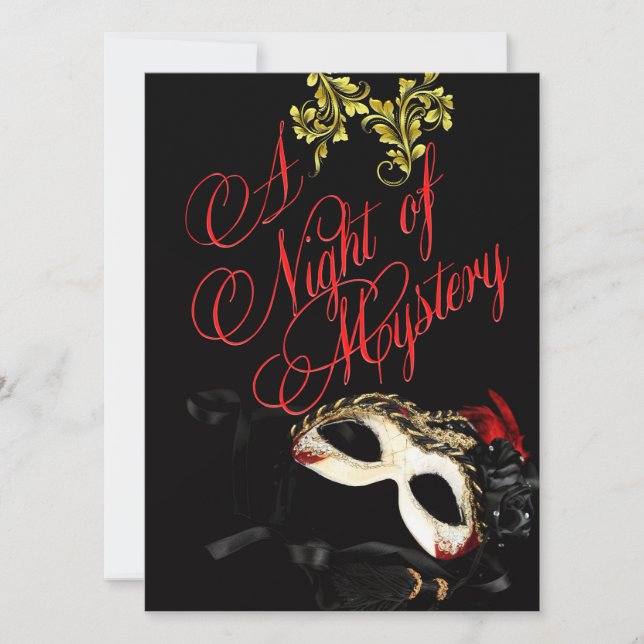 Röd maskeradbollinbjudan inbjudningar (Framsida)