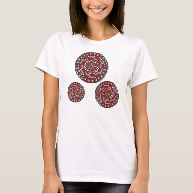 Röd maskin kvinnors lätta skjorta tee shirt (Framsida)