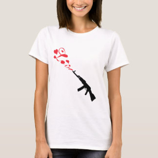 Röd maskingevärkärlek t-shirt