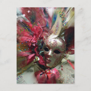 Röd Masquerade Mask Fantasi Konst vykort