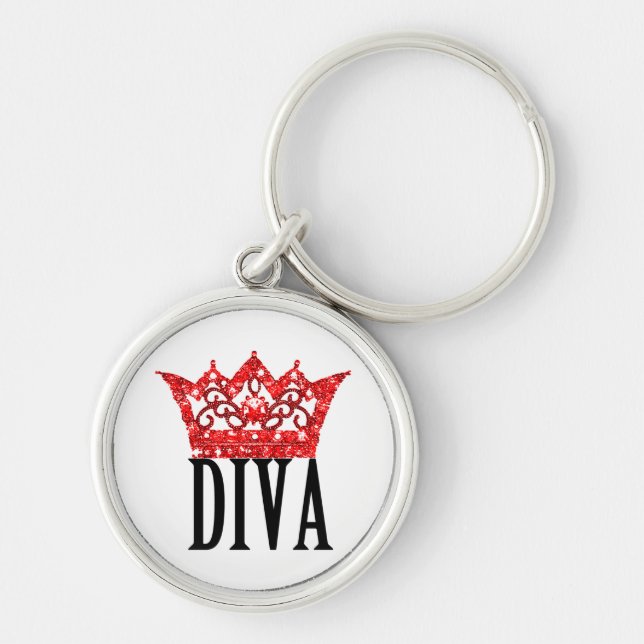 "Röd matt-tiara"-nyckelring Rund Silverfärgad Nyckelring (Framsidan)