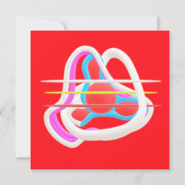 Röd med abstrakt, surrealistisk design i söt färg (Framsida)