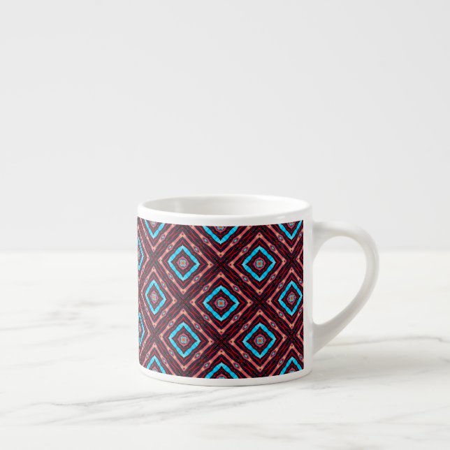 Röd med blå diamant espressomugg (Höger)