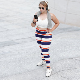 Röd med blå Rand Leggings