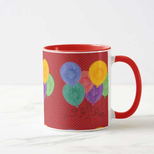Röd med flerfärgade Party-bubblor Mugg (Höger)