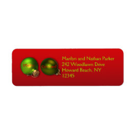 Röd med Grönt Adressetiketter för prydnadsföremål Returadress Etikett