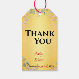 Röd med Guld Bröllop Presentetikett