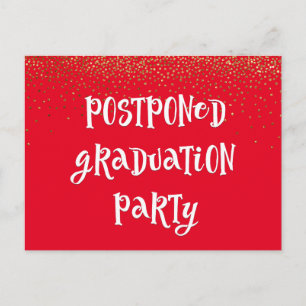 Röd med Guld Confetti uppskjuten Studentfest Vykort