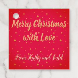 Röd med Guld-text och punktfavorittaggar Gåvor Etiketter