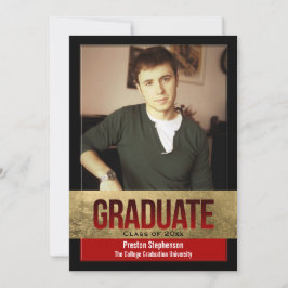 Röd med guldfärgad blomblockeffekt Foto Studenten Inbjudningar