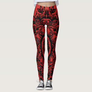 Röd med svart skugga, friskt leggings