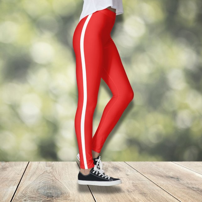 Röd med vit strimling leggings (Skapare uppladdad)