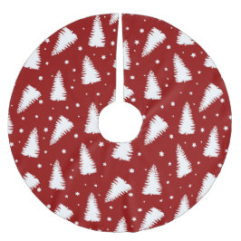 RÖD MED VITA JULGRANAR JULGRANSMATTA BORSTAD POLYESTER