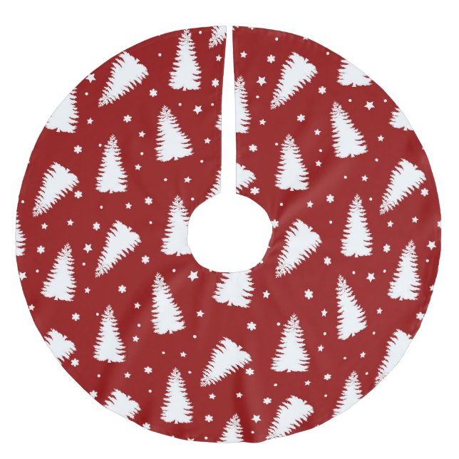 RÖD MED VITA JULGRANAR JULGRANSMATTA BORSTAD POLYESTER (Framsidan)