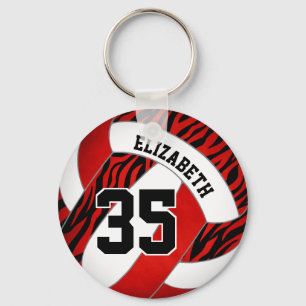röd med zebra ränder accentflickor volleyball nyckelring