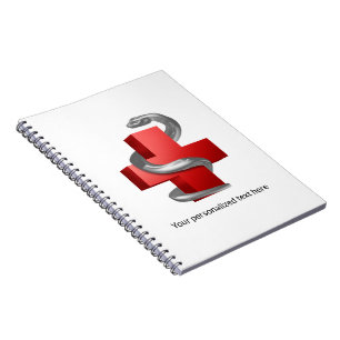 Röd medicinsk kors silver orm symbol anteckningsbok