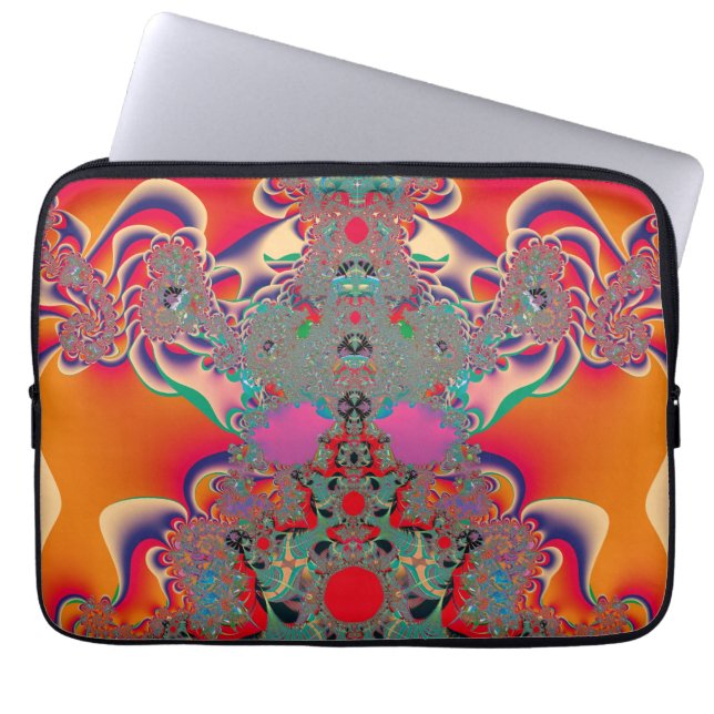 Röd Meditations Fraktal Abstrakt Konst Laptop Fodral (Framsidan)