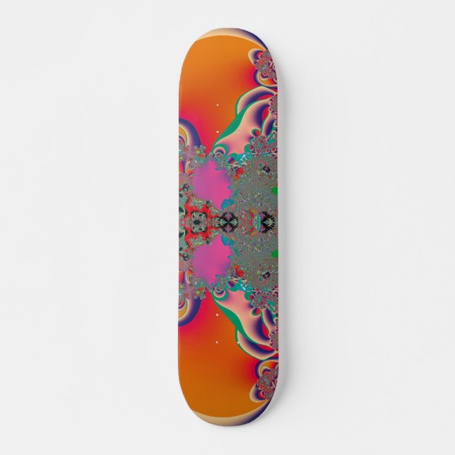 Röd Meditations Fraktal Abstrakt Konst Mini Skateboard Bräda 18,5 Cm (Framsida)