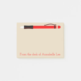 Röd mekanisk penna post-it block