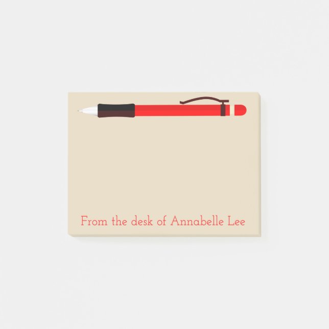 Röd mekanisk penna post-it block (Framsida)