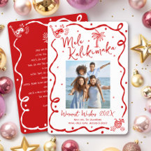 Röd Mele Kalikimaka Foto Handritad Jul
