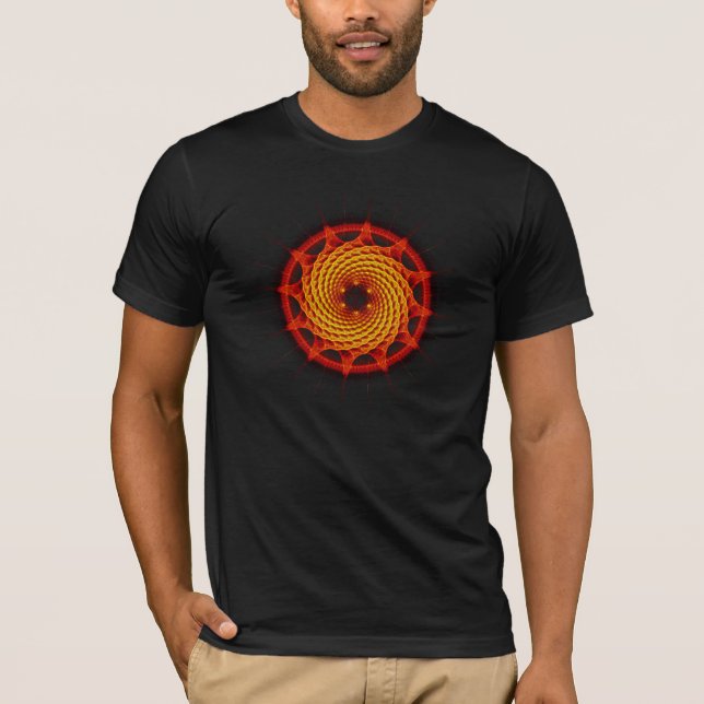 Röd Merkaba spiral Mandala (Fractalgeometri) T-shirt (Framsida)