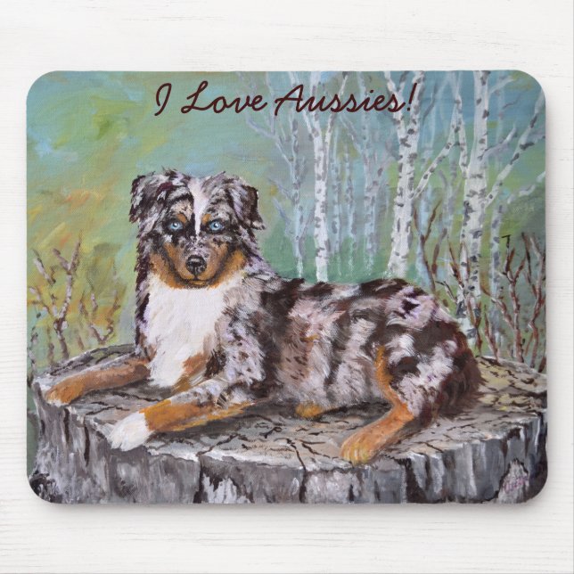 Röd Merle Aussie - härlig blomma Musmatta (Framsidan)