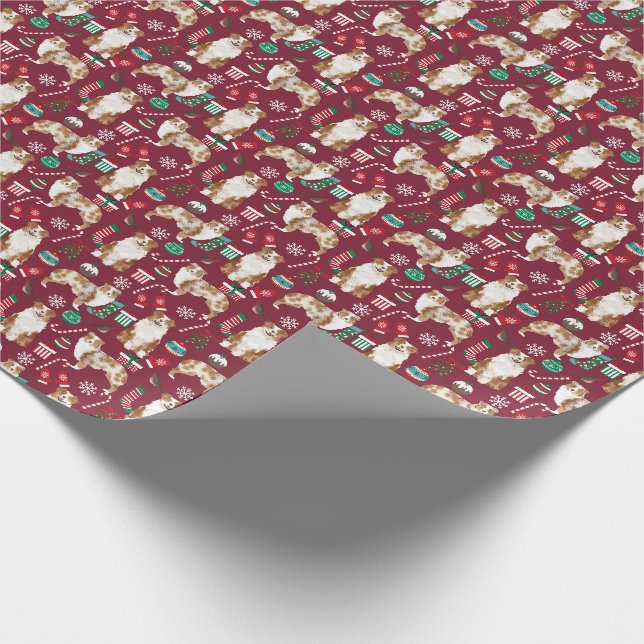Röd Merle Australian Shepherd Jul Cranberry  Presentpapper (Hörn)