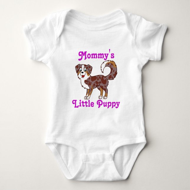 Röd Merle australian shepherd med rosa text T-shirt (Framsida)