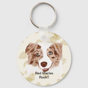 Röd Merle för australian shepherd hund Keychain Nyckelring