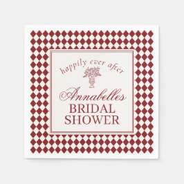 Röd Merlot Harlekin Rutig Bröllopsfest Pappersservett