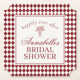 Röd Merlot Harlekin Rutig Bröllopsfest Underlägg Papper