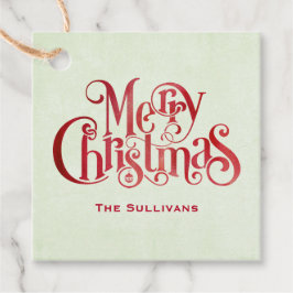 Röd Merry Christmas Typografi Festlig Font Gåvor Etiketter