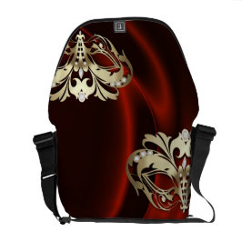 Röd messenger bag för guld- maskerad