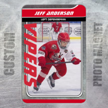 Röd Metall Ice Hockey Trading Card Magnetic Dry Er