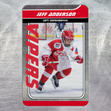 Röd Metall Ice Hockey Trading Card Magnetic Dry Er