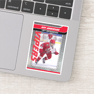 Röd metall ishockey samlarkort klistermärken