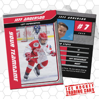Röd Metall Ishockey Trading Card