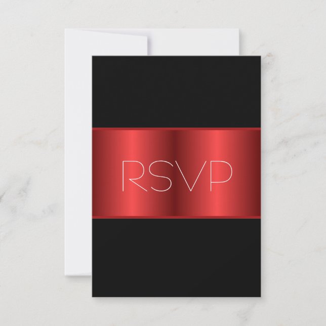 Röd Metallisk svart RSVP OSA Kort (Framsida)