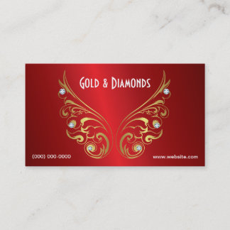 Röd metallisk visitkort för guld och för diamanter