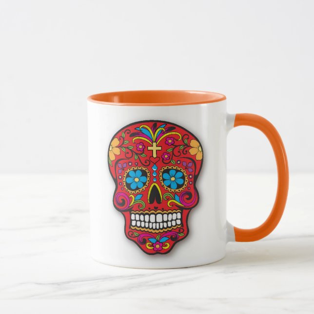 Röd mexicansk sockerskalleday of the dead mugg (Höger)