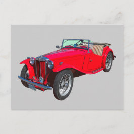 Röd MG cabriolet antikt sportbil Vykort