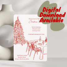 Röd middagsfest julinbjudan