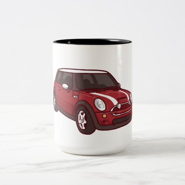 Röd mini- Cooper Två-Tonad Mugg (Center)