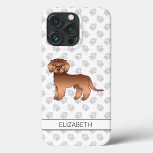 Röd Mini Goldendoodle Tecknad Hund & Namn