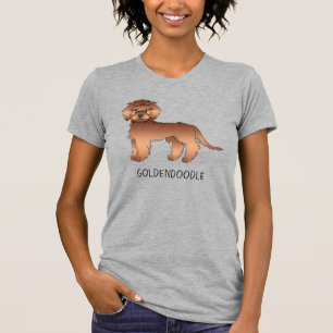 Röd Mini Goldendoodle Tecknad Hund & Text T Shirt