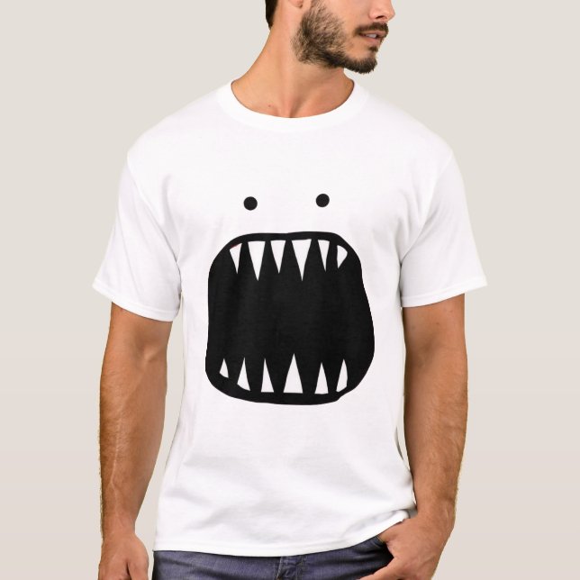 Röd minimal monsteransikte t shirt (Framsida)