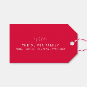 Röd Minimal Personlig En Gåva Från Familjenamn Presentetikett