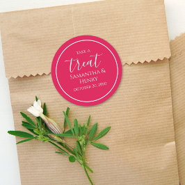 Röd minimalistisk bröllopsjubileum kalligrafi runt klistermärke